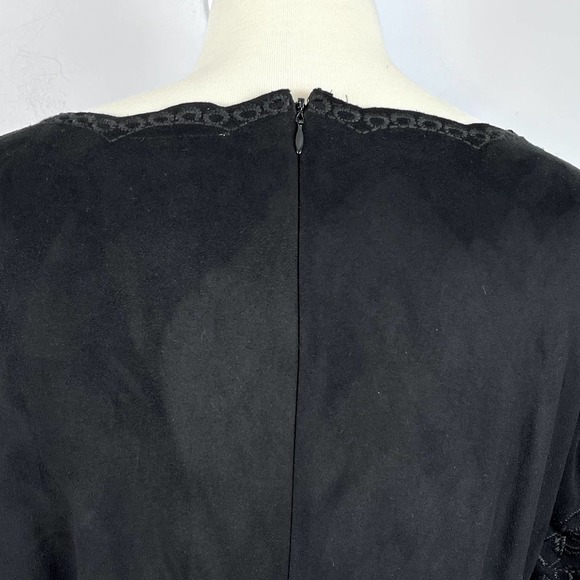 Bar III Black Embroidered Faux Suede Mini Shift Dress Size Large - Picture 12 of 13
